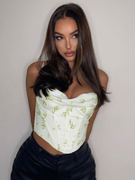 Camis da donna con stampa floreale sexy senza schienale in poliestere con cinturini in camo beige