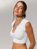 Camis da donna sexy con scollo a U e camicetta grigio chiaro
