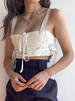 Camis da donna sexy in poliestere con bretelline bianche