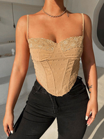 Camis sexy da donna in poliestere con cinturini con bretelline cachi