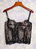 Canotta sexy per donna con cinturini al collo senza spalline in pizzo estivo