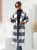 Capispalla da donna Plaid colletto rovesciato Cappotto casual avvolgente grigio chiaro