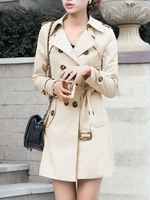 Capispalla per donna Bottoni colletto rovesciato Cappotto avvolgente cachi retrò