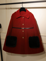 Capispalla per donna cappotto avvolgente bordeaux casual a strati con colletto rovesciato color block