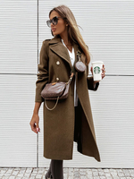 Capispalla per donna con colletto rovesciato Cappotto invernale verde cacciatore casual