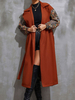 Capispalla Per Donna Marrone Caffè Collo Turndown Maniche Lunghe Stampa Casual Maxi Cappotto