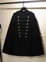 Capispalla per donna nero collo turndown maniche lunghe bottoni a strati cappotto casual invernale