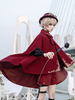 Capo Lolita Steampunk Capispalla invernali Lolita con stampa floreale in poliestere bordeaux stile Ouji