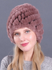 Cappelli da donna Cappelli invernali caldi in maglia di poliestere con pelliccia di coniglio carino
