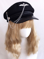 Cappelli Gotico Lolita Catene Poliestere Nero Accessori Lolita Cappelli