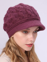 Cappelli Per Donna Pratico Pelliccia Di Coniglio Poliestere Cappello Casual Rosso Scuro
