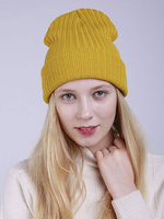 Cappelli per le donne Pratici cappelli gialli in fibra acrilica pieghettati