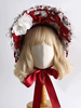 Cappello dolce Lolita Fiori rossi Fiocchi Pizzo Accessorio Poliestere Accessori Lolita