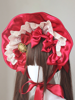 Cappello Gothic Lolita con volant bordeaux e fiocchi Accessorio in poliestere Accessori Lolita