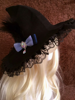 Cappello Gothic Lolita con volant in pizzo nero e fiocchi Accessorio in poliestere Accessori Lolita
