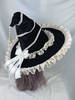 Cappello Gothic Lolita Fiocchi Neri Volant Catene Accessorio Poliestere Accessori Lolita