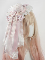 Cappello Lolita Dolce Catene Rosa Volant Fiocchi Cerchietto in Pizzo Copricapo Lolita Accessori