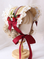 Cappello Lolita dolce con fiocco in pizzo a fiori