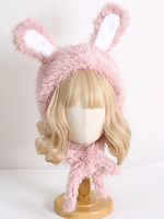 Cappello Lolita Dolce con Orecchie di Coniglio Rosa Accessori Caldi in Peluche