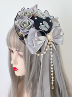 Cappello Lolita gotico Accessorio con volant e fiocchi Accessori Lolita neri in poliestere