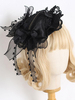 Cappello Steampunk Lolita Fiocchi neri Volant Accessorio in pizzo Accessori Lolita in poliestere