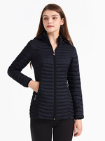 Cappotti a sbuffo Capispalla caldi invernali a maniche lunghe con cerniera con cappuccio neri