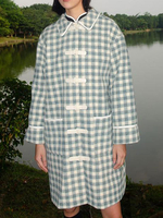 Cappotti classici Lolita Cappotto celeste Dettagli in metallo Soprabito scozzese Capispalla sintetico Lolita