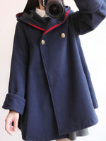 Cappotti classici Lolita Passacavi blu scuro Cappotto sintetico Capispalla invernali Lolita