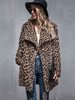 Cappotti da donna Cappotto girocollo con risvolto stampato leopardato Cappotto casual avvolgente in cammello asimmetrico