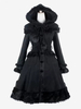 Cappotti Gothic Lolita Cappotto Nero Pompon Soprabito Poliestere Autunno Lolita Outwears