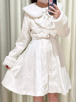 Cappotti Gothic Lolita Cappotto Nero Volant Fiocchi Soprabito Poliestere Autunno Lolita Capispalla