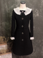 Cappotti Gothic Lolita Fiocchi Neri Soprabito in Poliestere Cappotto Autunno Lolita Capispalla