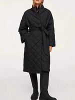 Cappotti imbottiti Capispalla oversize a maniche lunghe con lacci con scollo a V antivento nero