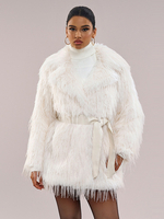 Cappotti in pelliccia sintetica a maniche lunghe cappotto in pelliccia sintetica chic con collo a punta cappotto invernale bianco