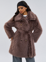Cappotti in pelliccia sintetica a maniche lunghe cappotto in pelliccia sintetica chic con collo a punta cappotto invernale marrone caffè