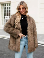 Cappotti in pelliccia sintetica argento maniche lunghe donne cappotto di pelliccia ecologico cappotto