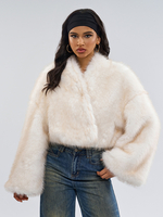 Cappotti in pelliccia sintetica bianchi senza vita maniche lunghe cappotto in pelliccia sintetica oversize da donna