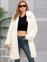 Cappotti in pelliccia sintetica bianchi senza vita maniche lunghe cappotto oversize da donna