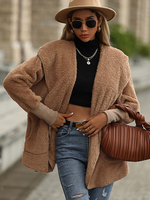 Cappotti in pelliccia sintetica Cappotto da donna a maniche lunghe color cammello