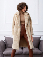 Cappotti in pelliccia sintetica Cappotto invernale a maniche lunghe color albicocca chiaro