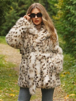 Cappotti in pelliccia sintetica con stampa leopardata e cintura per le donne 2025
