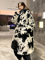 Cappotti in pelliccia sintetica ecru bianco vita rialzata maniche lunghe cappotto invernale bicolore