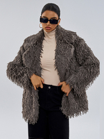 Cappotti in pelliccia sintetica grigio senza vita maniche lunghe cappotto in pelliccia sintetica cappotto invernale