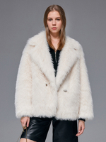 Cappotti in pelliccia sintetica in bianco oversize con risvolto a tacca giacca bianca per le donne 2025