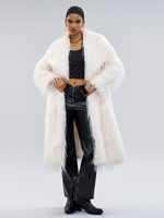 Cappotti in pelliccia sintetica maniche lunghe cappotto in pelliccia sintetica chic oversize collo rovesciato cappotto da donna bianco ecrù