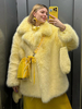 Cappotti in pelliccia sintetica maniche lunghe casual collo rovesciato giallo cappotto da donna
