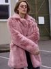 Cappotti in pelliccia sintetica maniche lunghe casual collo rovesciato rosa cappotto in pelliccia ecologica