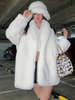 Cappotti in pelliccia sintetica maniche lunghe chic oversize collo rovesciato bianco cappotto da donna