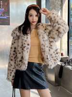 Cappotti in pelliccia sintetica maniche lunghe elegante bicolore collo turndown ecru bianco cappotto da donna