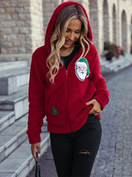 Cappotti in pelliccia sintetica Maniche lunghe Modello natalizio casual Capispalla caldo invernale rosso con cappuccio